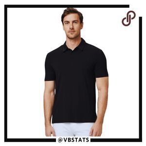 Paige Mens Cotton Blend Regular Fit Short Sleeve Burke Polo Shirt Black XL‎